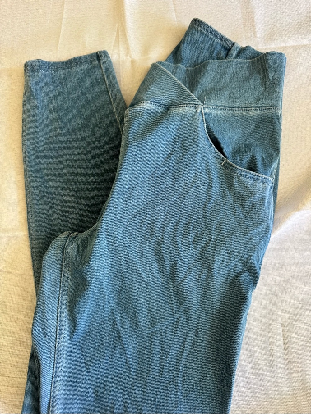 HALARA Medium Blue Denim-Style High-Rise Jeggings